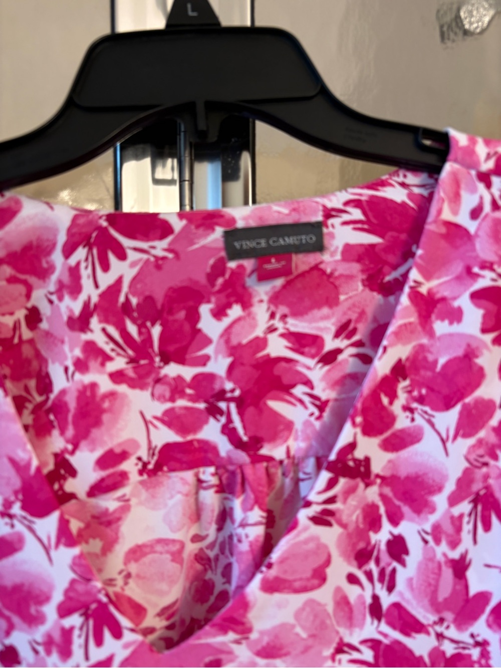 Vince Camuto Hot Pink Floral V-Neck Blouse